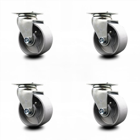 4 Inch Semi Steel Cast Iron Wheel Swivel Caster Set With Ball Bearings SCC